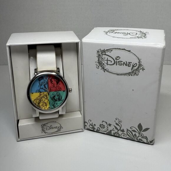 Accutime Disney Princess Color Block White Band Analog Watch New Battery - Picture 1 of 8
